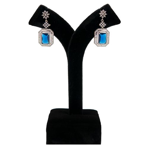 Blue Stone Long Drop Earrings – Elegant Stone Earrings Design